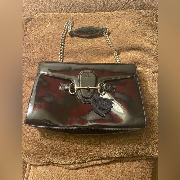 Gucci Handbags - SOLD Gucci Black Patent Leather Shoulder Bag